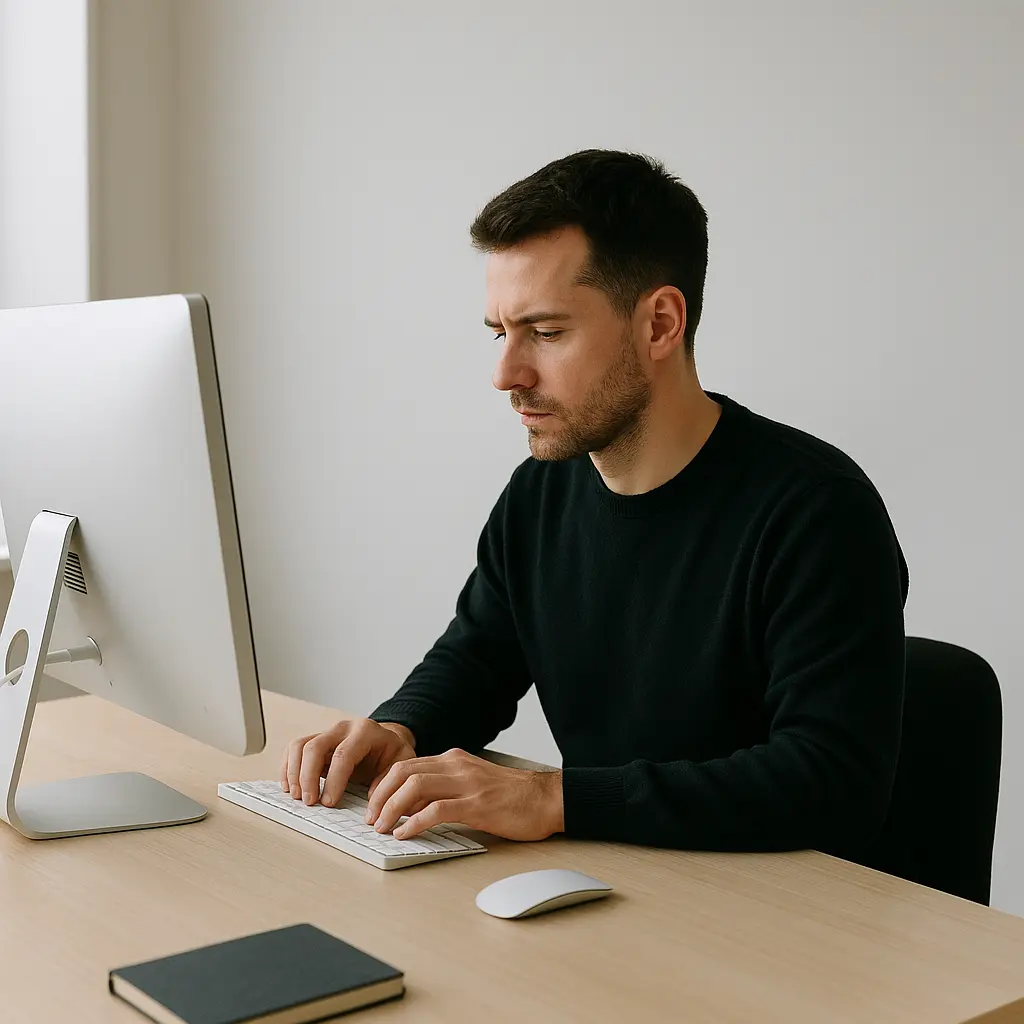 Persona trabajando en computadora